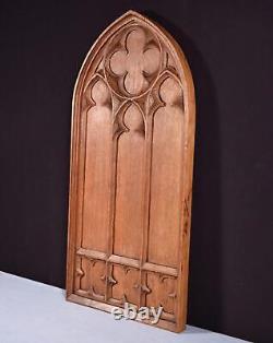 32 Tall French Antique Gothic Panel in Solid Oak Wood Salvage Late 1800's