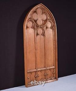 32 Tall French Antique Gothic Panel in Solid Oak Wood Salvage Late 1800's