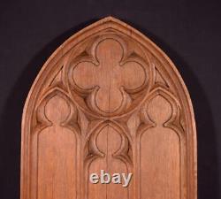 32 Tall French Antique Gothic Panel in Solid Oak Wood Salvage Late 1800's