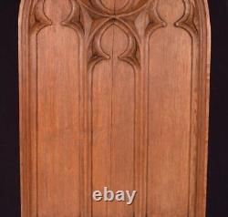 32 Tall French Antique Gothic Panel in Solid Oak Wood Salvage Late 1800's