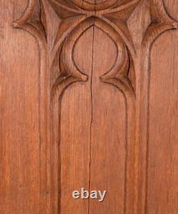 32 Tall French Antique Gothic Panel in Solid Oak Wood Salvage Late 1800's