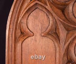 32 Tall French Antique Gothic Panel in Solid Oak Wood Salvage Late 1800's