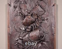 33 Tall Antique French Solid Oak Louis XVI Panel Highly Carved Harvest Theme