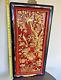 34 X 16 Antique Chinese Red Lacquer Deeply Carved Gold Wood Bird Flowers Panel
