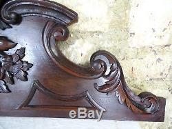 36.6 Antique French Carved Wood Architectural Pediment Panel Mahogany