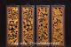 37.6 Old China Wood Gilt Carving Lotus Flower Fish Hollow Out Hanging Panel Set