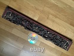 37' Antique Chinese Emperor Carved Gold Gilt Panel Art Wood Raised Hollow Relief