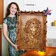 39/99cm Wood Carved 3d Picture Hunting Painting-art-icon-panel-frame-lion-catch