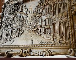 39/99cm Wood carved picture 3D The Old City paiting-panel-icon-orthodox-art-oil