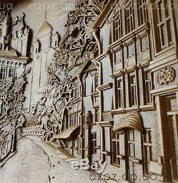 39/99cm Wood carved picture 3D The Old City paiting-panel-icon-orthodox-art-oil