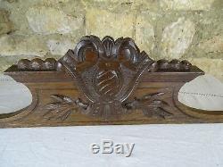 39. Antique French Carved Wood Architectural Pediment Panel Solid Oak