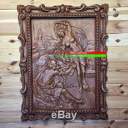 39 Fortune and the beggar Wood carved 3D artwork picture painting icon panel
