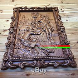 39 Fortune and the beggar Wood carved 3D artwork picture painting icon panel
