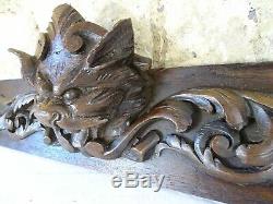 39 French Antique Hand Carved Architectural Panel Solid Oak Wood Lion Face
