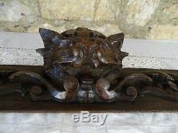 39 French Antique Hand Carved Architectural Panel Solid Oak Wood Lion Face