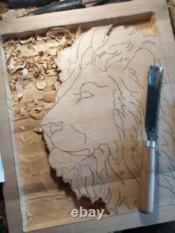 3D Wooden Picture Wood Carving Wall Art Handcarved Wood Carving Lion Wood Panel