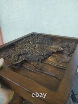 3D Wooden Picture Wood Carving Wall Art Handcarved Wood Carving Wolf Wood Panel