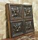 4 Decorative Rosette Wood Carving Panel Antique French Architectural Salvage