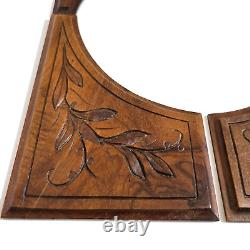 4 Flower branch wood carving panel 8.46 in Antique French architectural salvage