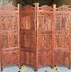 4 Panel Folding Screen Luxury Hardwood Hand-carved Privacy Screen Room Divider