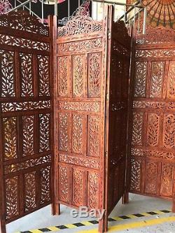 4 Panel Folding screen luxury hardwood hand-Carved Privacy Screen Room Divider