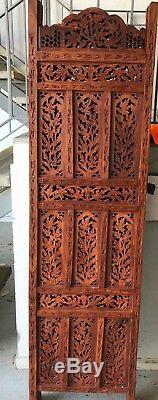 4 Panel Folding screen luxury hardwood hand-Carved Privacy Screen Room Divider