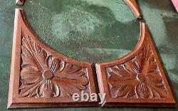 4 Rosette flower wood carving panel Antique french architectural salvage 9