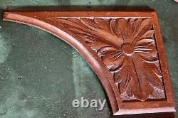 4 Rosette flower wood carving panel Antique french architectural salvage 9