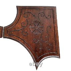 4 Rosette scroll wood carving panel 8.5 in Antique French architectural salvage