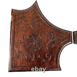 4 Rosette scroll wood carving panel 8.5 in Antique French architectural salvage