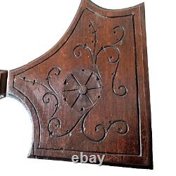 4 Rosette scroll wood carving panel 8.5 in Antique French architectural salvage