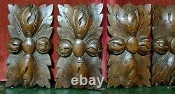 4 Victorian rosette wood carving panel Antique french architectural salvage 2