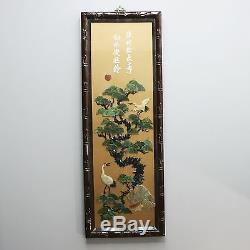 4 Vintage 39 x 14 Japanese Four Seasons Carved Wall Art Panel Plaque Bird Deer
