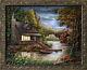 41 Wood Carving 3d House By The River Art Oil Painting Picture Panel Icon