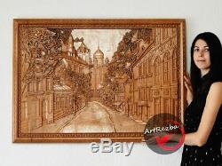 51 3D Decor Picture City carved panel in hard wood with excellent details