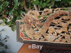 553. Antique Carved Gold Gilt Wood Panel with Dragon