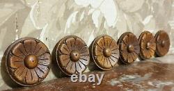 6 Decorative rosette flower carving panel Antique french architectural salvage
