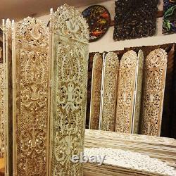 6 panel Wooden Diveder Home Hand Carved Screen Privacy Peparator Teak Partition