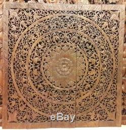 60 Teak Wood Carving Floral Wall Panel Mandala Handicraft Wall Decor Beautiful