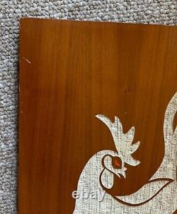 60s Vintage Carved Wood Panel Rooster Wall Hanging Mid Century Modern MCM Asian