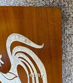 60s Vintage Carved Wood Panel Rooster Wall Hanging Mid Century Modern MCM Asian