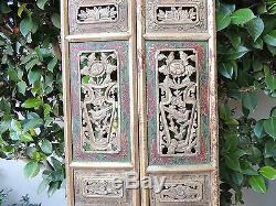 822P. Antique Carved Gold Gilt Wood Panel for Pair withBird and Flower Screen