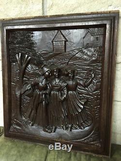 90834 French Antique Carved Wood Architectural Panel Brittany 1880s