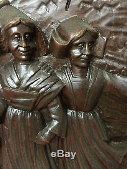 90834 French Antique Carved Wood Architectural Panel Brittany 1880s