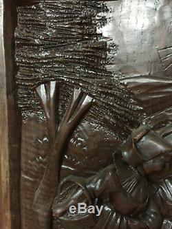 90834 French Antique Carved Wood Architectural Panel Brittany 1880s