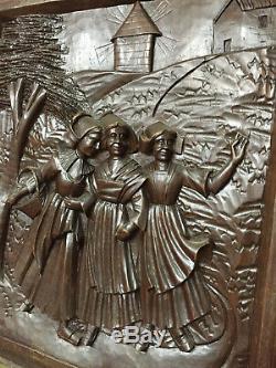 90834 French Antique Carved Wood Architectural Panel Brittany 1880s