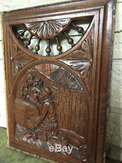 90835 French Antique Carved Wood Architectural Panel Brittany 1880s