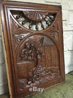 90835 French Antique Carved Wood Architectural Panel Brittany 1880s