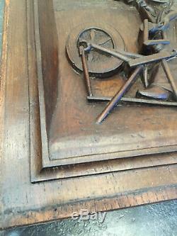 90835 French Antique Carved Wood Architectural Panel Brittany 1880s