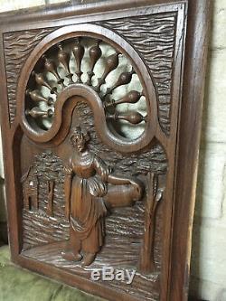 90839 French Antique Carved Wood Architectural Panel Brittany 1880s